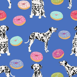 dalmatian donuts fabric - cute bright pastel dogs and donuts design - blue