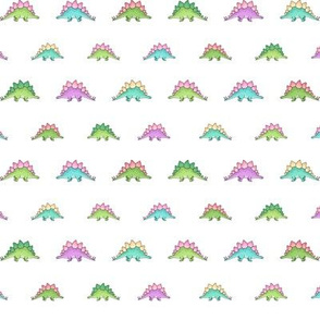 Little Stegosaurus - Green and Pink multicoloured on White