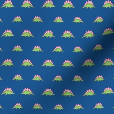 Green and Pink Little Stegosaurus on Dark Blue