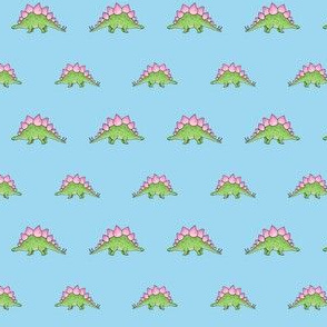 Green and Pink Stegosaurus on Light Blue 150 Hazel Fisher Creations for buttons sizes