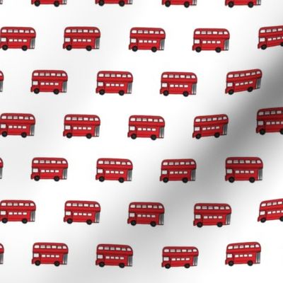 London Buses on white - 1 inch long buses