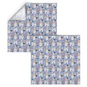 shih tzu dog fabric - cute dogs and sushi fabric - periwinkle