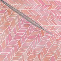 Pink + Peach Watercolor Chevron Herringbone