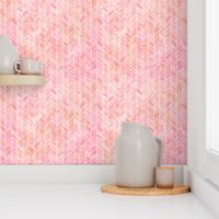 Pink + Peach Watercolor Chevron Herringbone