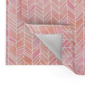 Pink + Peach Watercolor Chevron Herringbone