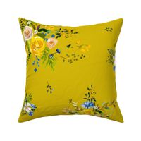 21" Bohemian Spring Fox Florals - Mustard Yellow