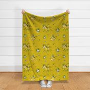 21" Bohemian Spring Fox Florals - Mustard Yellow