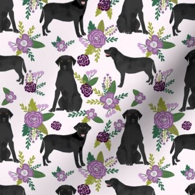 Black Lab labrador retriever dog pet quilt c floral dog breed quilt fabric