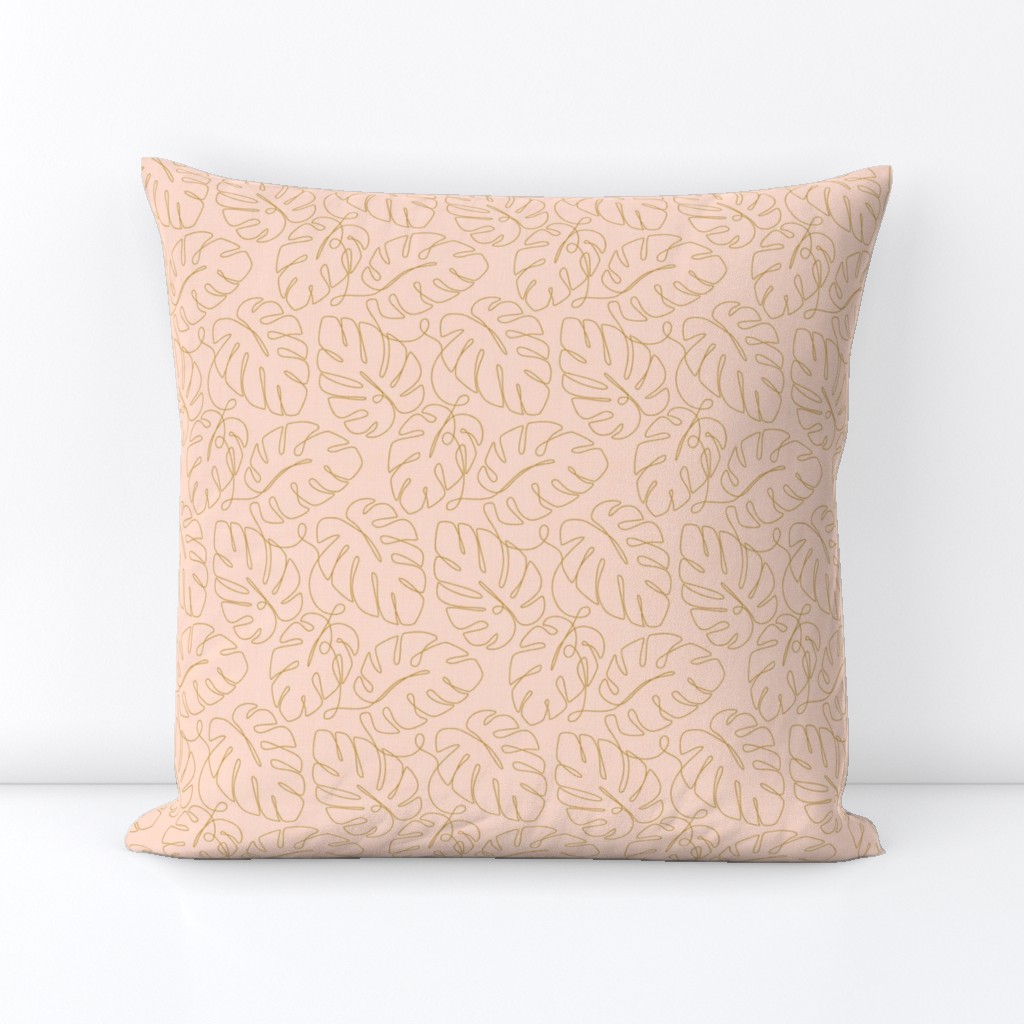 Monstera Continuous Line - Pale Peach and Gold_50Size