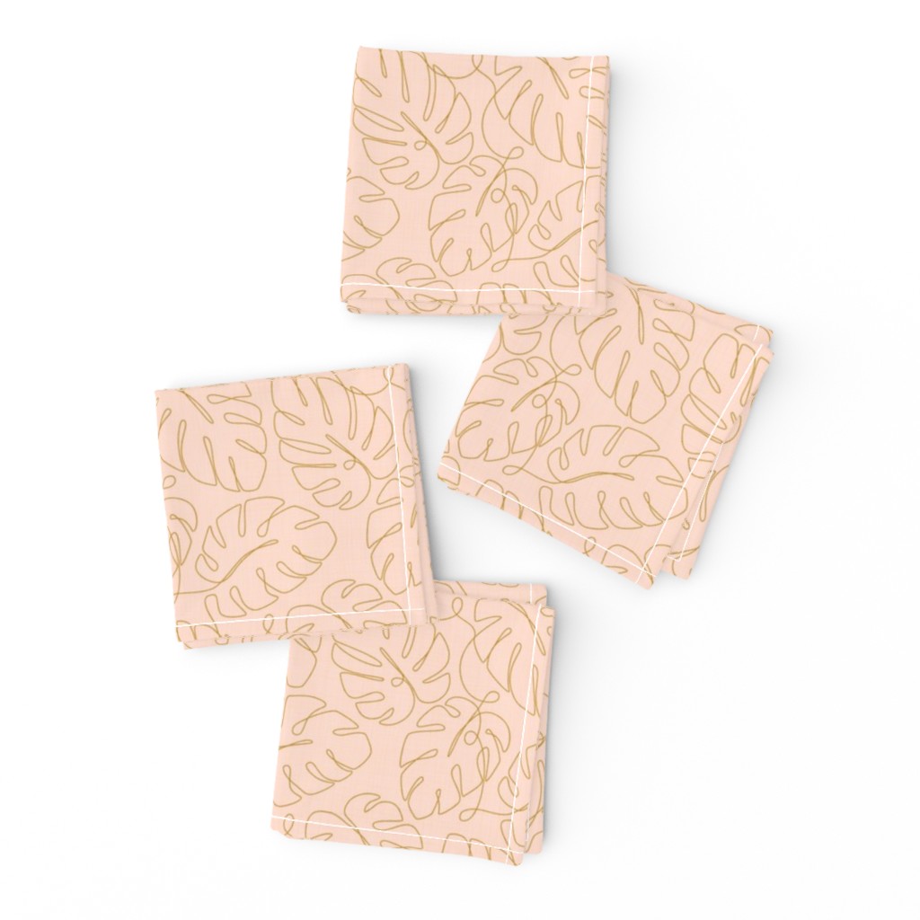 Monstera Continuous Line - Pale Peach and Gold_50Size