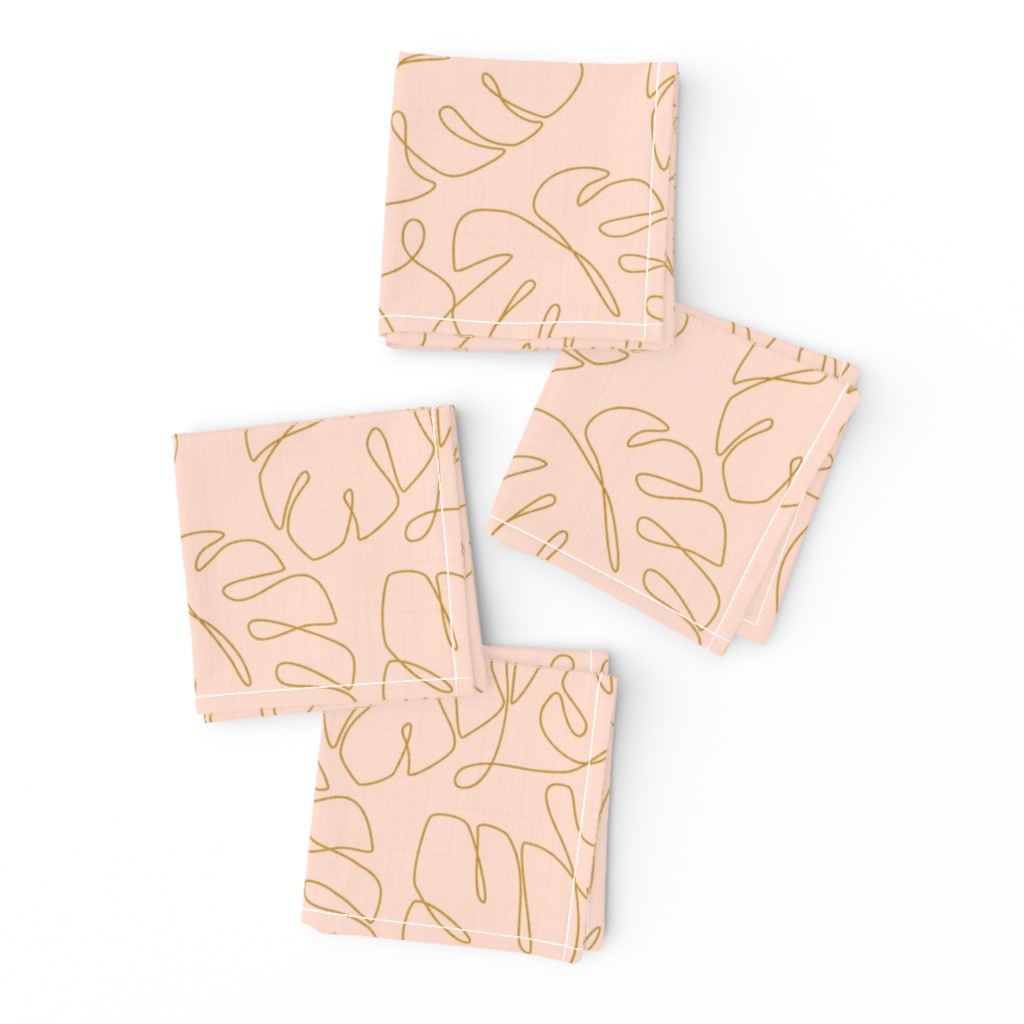 Monstera Continuous Line - Pale Peach and Gold