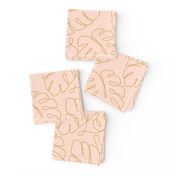 Monstera Continuous Line - Pale Peach and Gold
