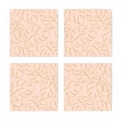 Monstera Continuous Line - Pale Peach and Gold