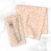 Monstera Continuous Line - Pale Peach and Gold