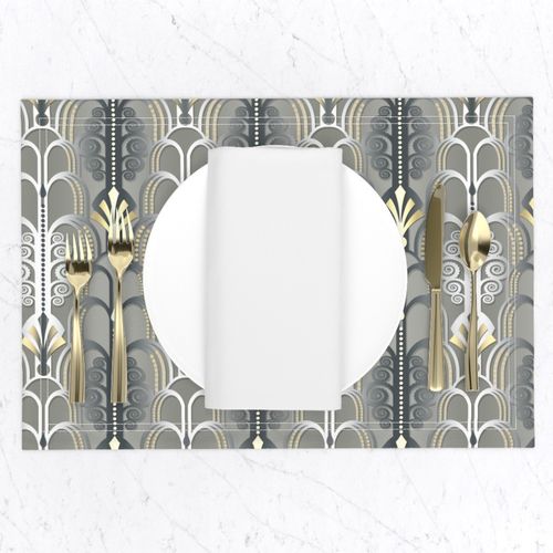 Art Deco Pattern white/gold