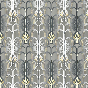 Art Deco Pattern white/gold