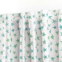 Blue + Green Watercolor Stars