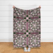 Star Quilt Squares in Olive and Rose 