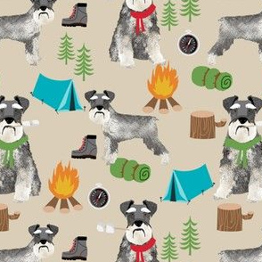 schnauzer camping fabric - dog dogs design tent sleeping bag dog fabric - tan