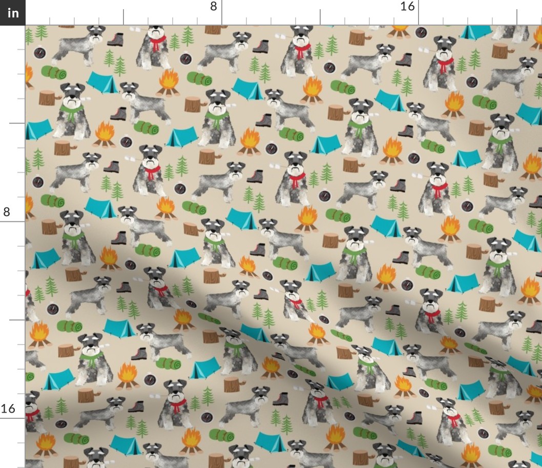 schnauzer camping fabric - dog dogs design tent sleeping bag dog fabric - tan