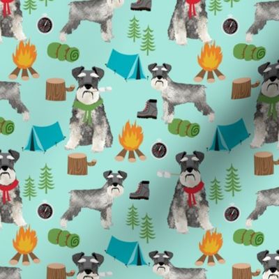 schnauzer camping fabric - dog dogs design tent sleeping bag dog fabric - mint