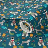 schnauzer camping fabric - dog dogs design tent sleeping bag dog fabric - dark blue