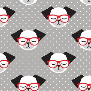 dog with red glasses - polka dots