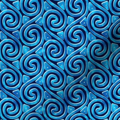 Mottled Blue Spiral and Triangle Columns
