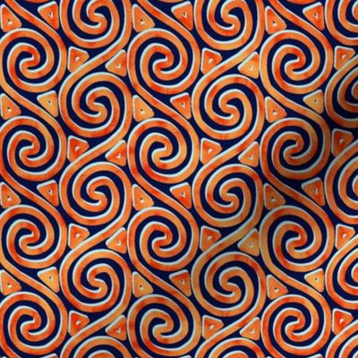 Mottled Orange Spiral and Triangle Columns