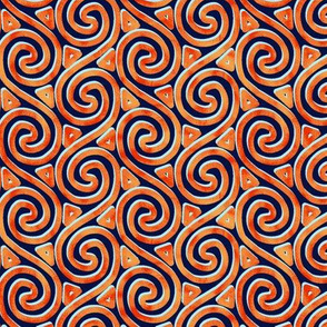 Mottled Orange Spiral and Triangle Columns