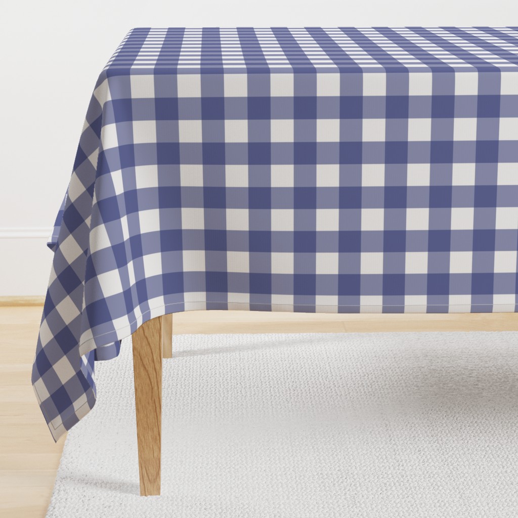 Soft Prussian Blue + White Gingham by Su_G