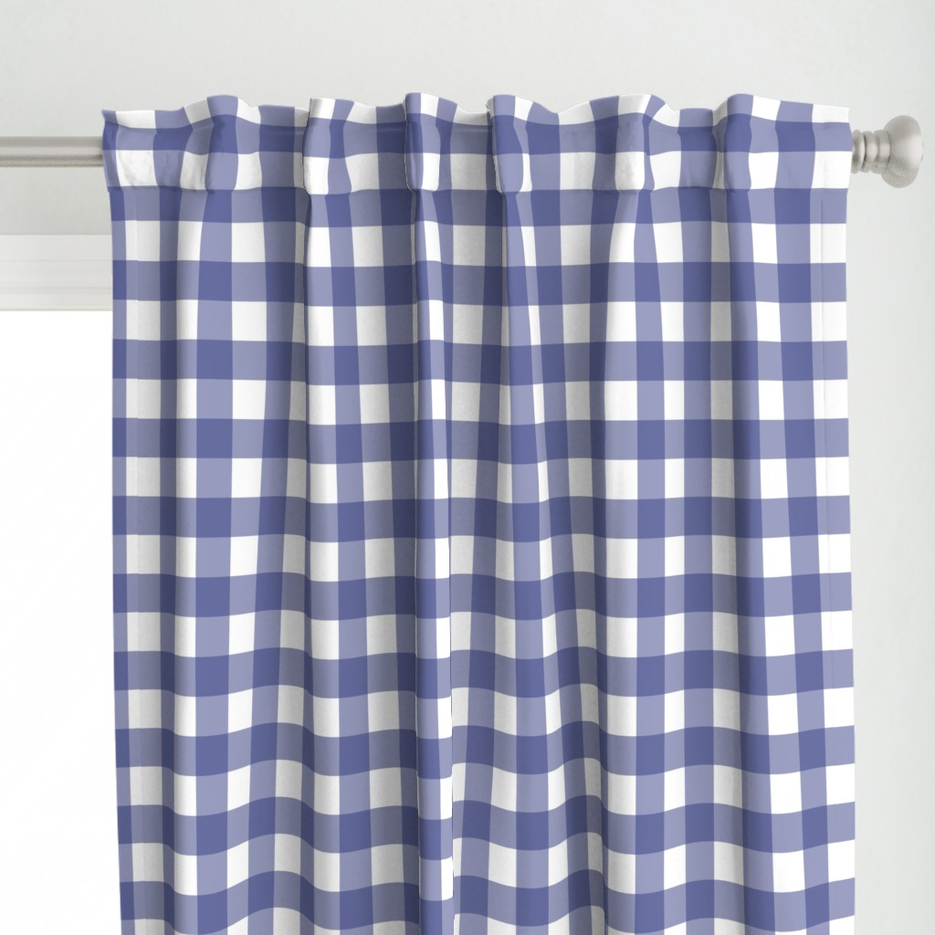 Soft Prussian Blue + White Gingham by Su_G