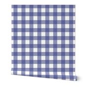 Soft Prussian Blue + White Gingham by Su_G