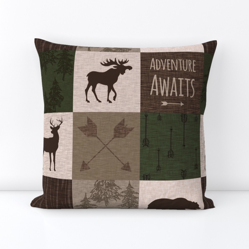 Adventure Awaits Quilt - Hunter Green and Brown