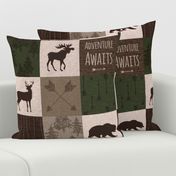 Adventure Awaits Quilt - Hunter Green and Brown