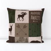 Adventure Awaits Quilt - Hunter Green and Brown