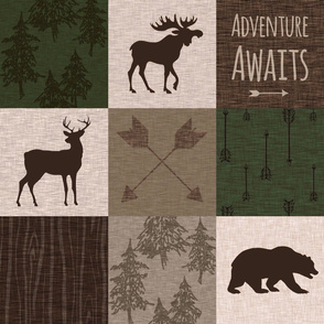 Adventure Awaits Quilt - Hunter Green and Brown