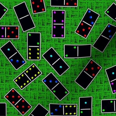 Black Dominoes Pattern - Green