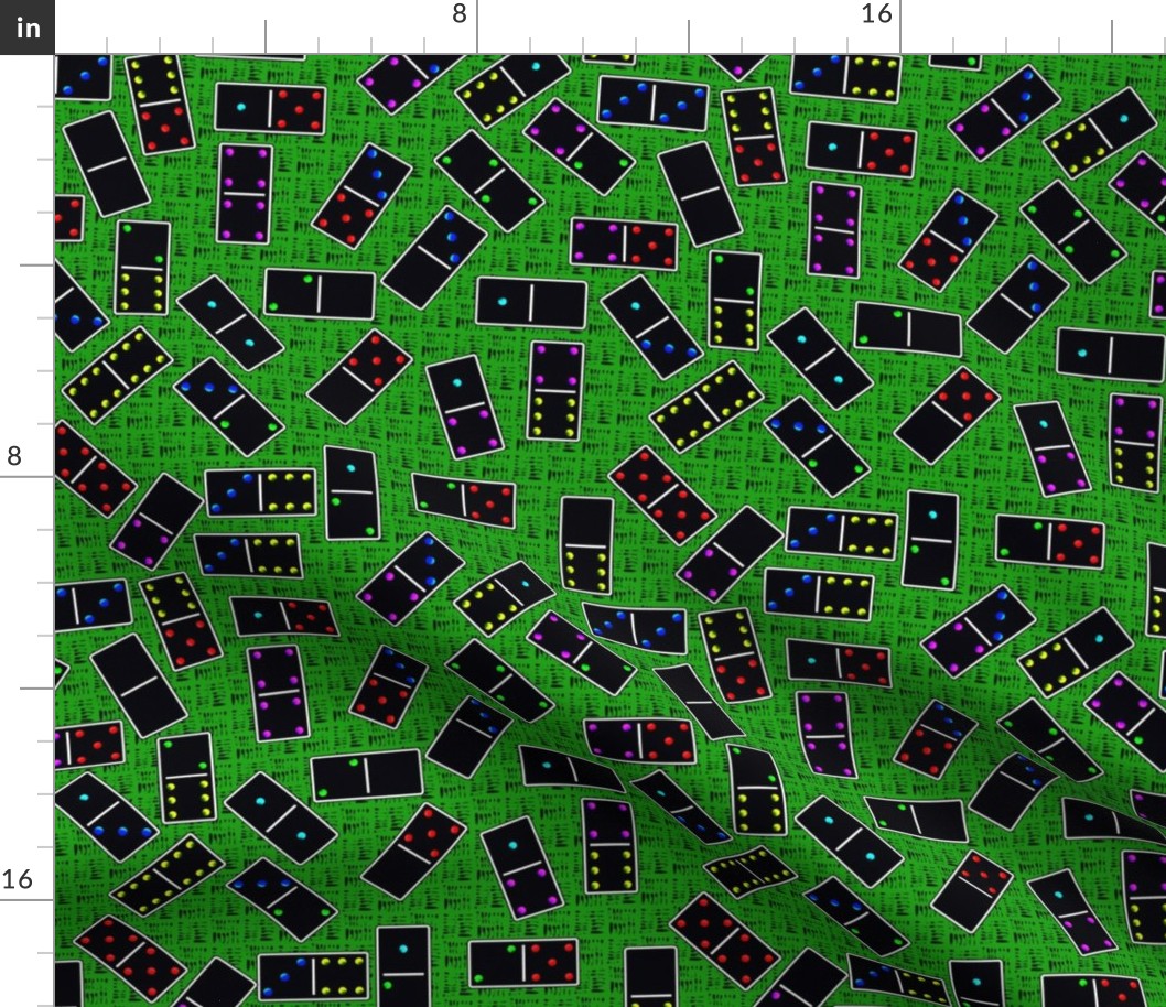 Black Dominoes Pattern - Green