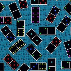 Black Dominoes Pattern - Light Blue