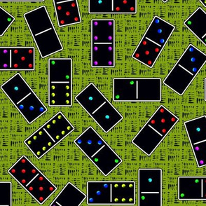 Black Dominoes Pattern - Light Green
