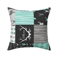 Patchwork Deer - Light Teal Ironwood - ROTATED - (with little one)