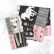 Horse  Patchwork - pink and black - ROTATED -Wild and free