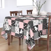 Horse  Patchwork - pink and black - ROTATED -Wild and free