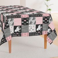 Horse  Patchwork - pink and black - ROTATED -Wild and free