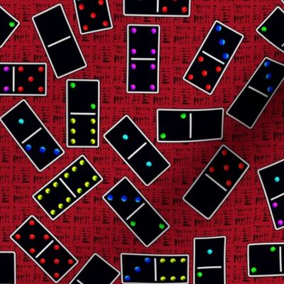 Black Dominoes Pattern - Red