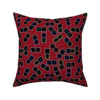 Black Dominoes Pattern - Red