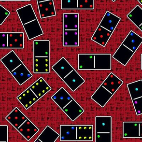 Black Dominoes Pattern - Red