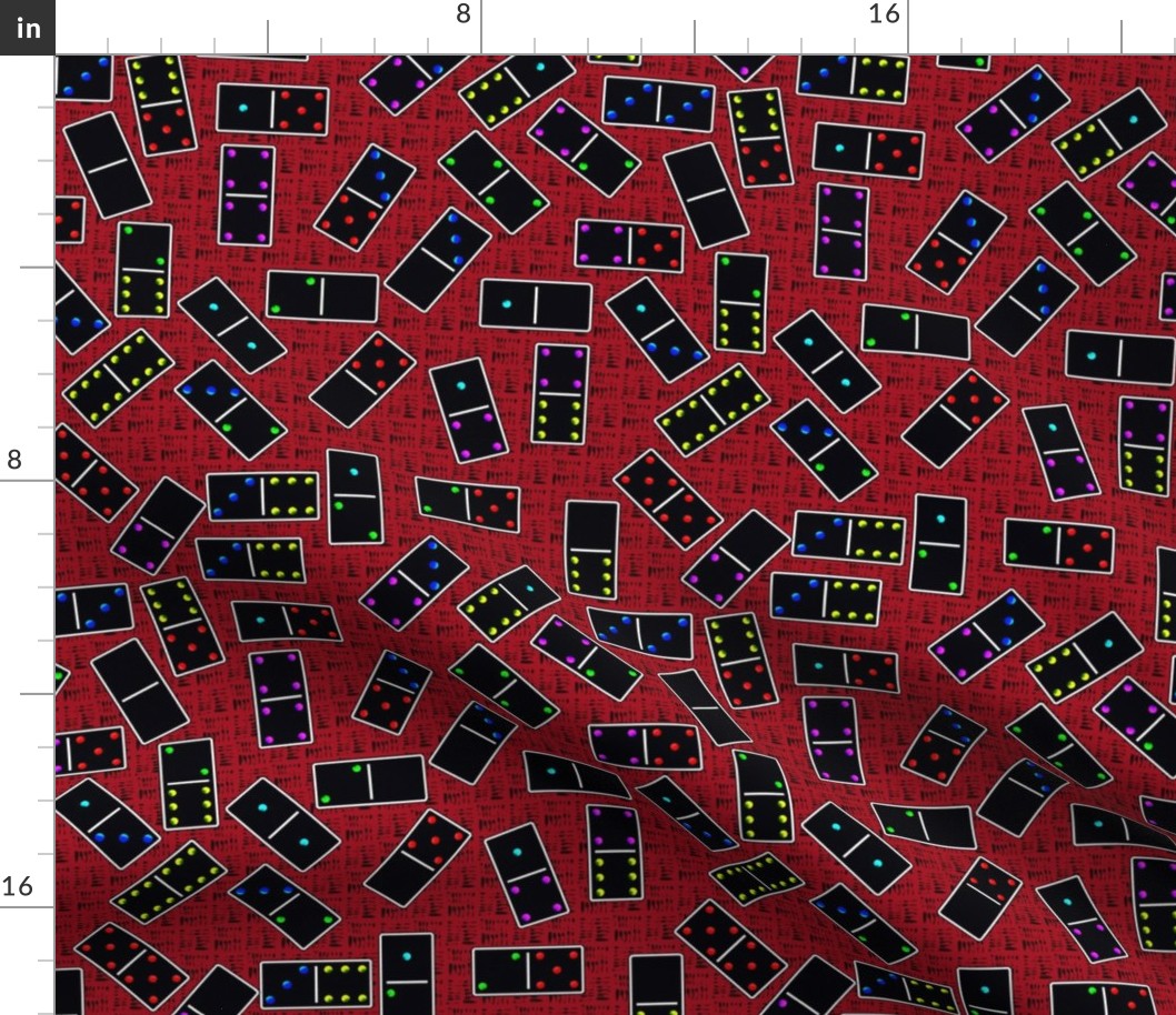 Black Dominoes Pattern - Red