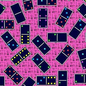 Blue Dominoes Pattern - Pastel Pink